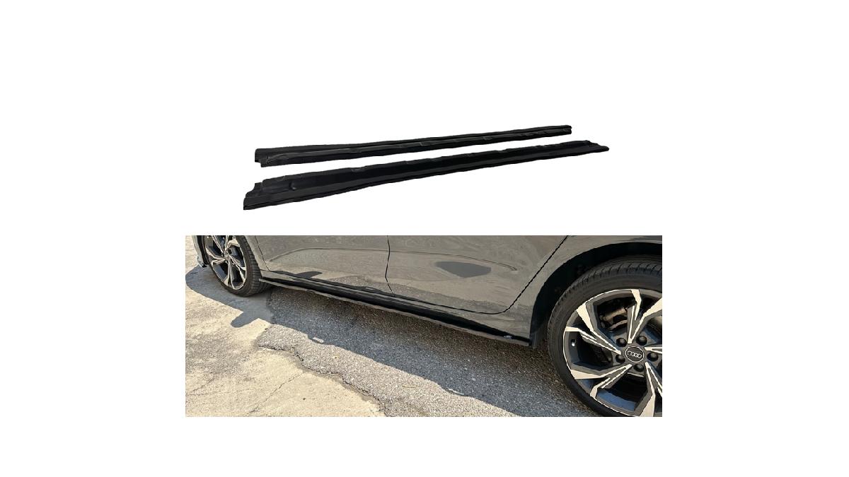 Jupes+lat%C3%A9rales+sur+mesure+pour+Audi+A3+%288Y%29+2020-+%28ABS+Noir+luisant%29